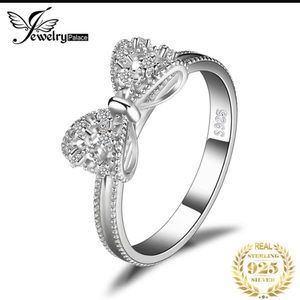 Bow cubic zirconia ring sterling silver